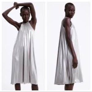 ZARA Metallic Silver Dress Size Small